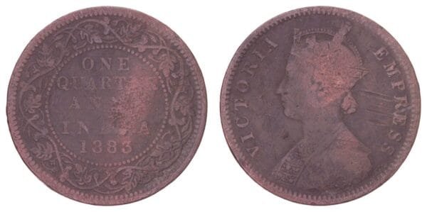 INDIA 1/4 anna 1883 / British / F