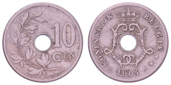 BELGIUM 10 centimes 1904 / Dutch text / VF