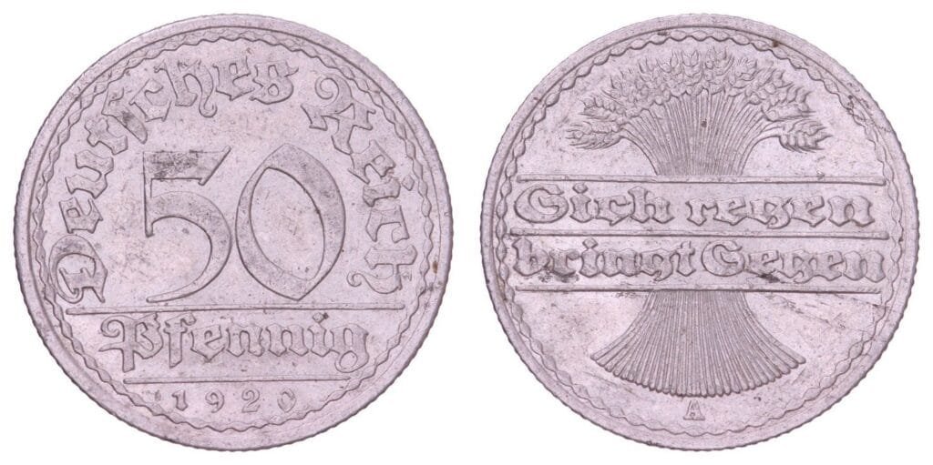 GERMANY 50 pfennig 1920A / Weimar Republic / VF