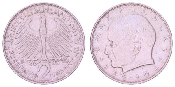 GERMANY 2 mark 1966F / Max Planck / VF