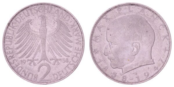 GERMANY 2 mark 1958C / Max Planck / VF