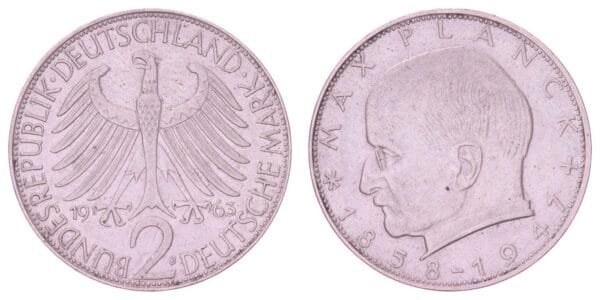 GERMANY 2 mark 1963J / Max Planck / VF