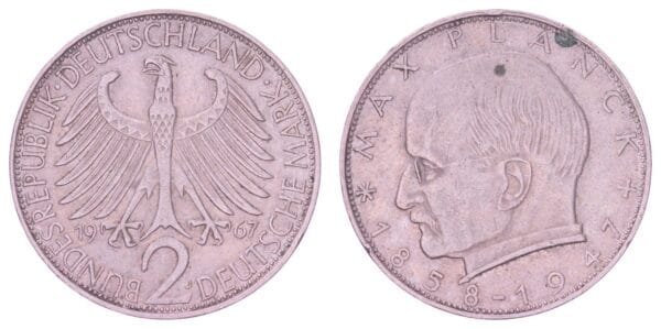 GERMANY 2 mark 1967J / Max Planck / VF