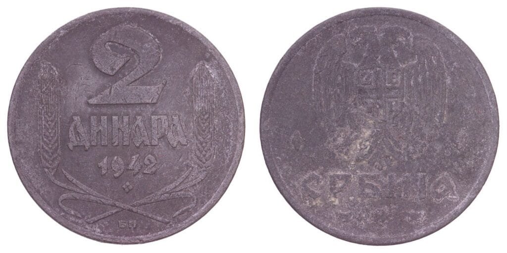 SERBIA 2 dinara 1942 / WWII issue / VF-