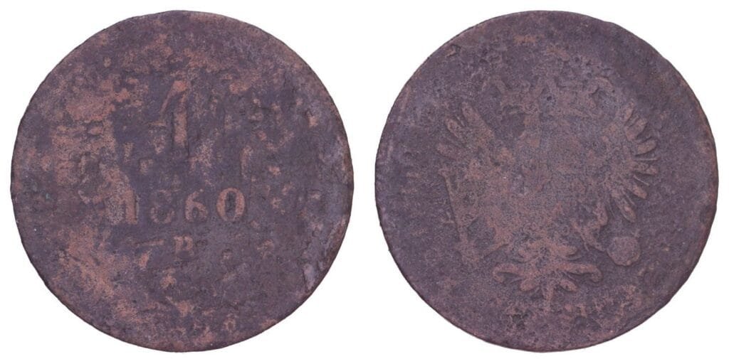 AUSTRIA 1 kreuzer 1860B F-