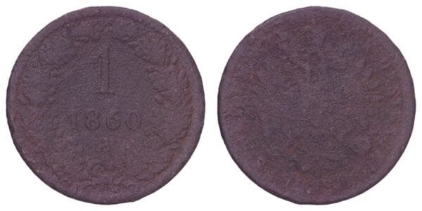 AUSTRIA 1 kreuzer 1860A F-