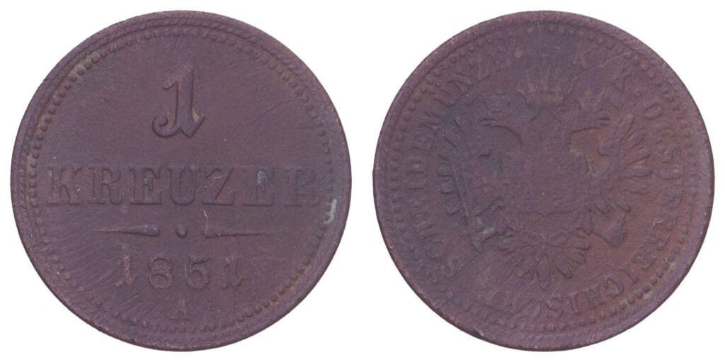 AUSTRIA 1 kreuzer 1851A VF-
