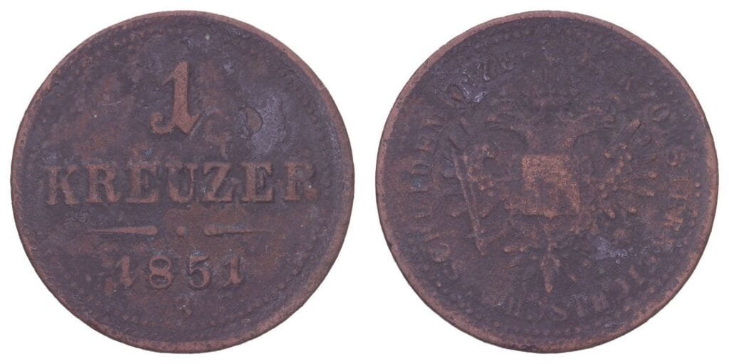 AUSTRIA 1 kreuzer 1851B F