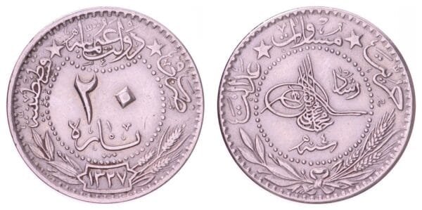 TURKEY 20 para AH1327/4 / Ottoman Empire / XF
