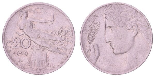 ITALY 20 centesimi 1909 VF