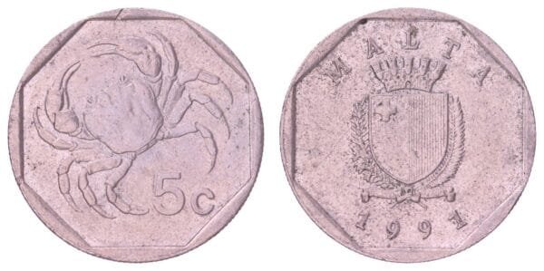 MALTA 5 cents 1991 VF
