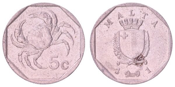 MALTA 5 cents 1991 VF