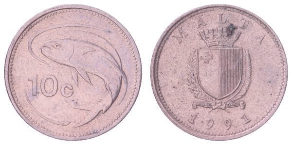MALTA 10 cents 1991 VF