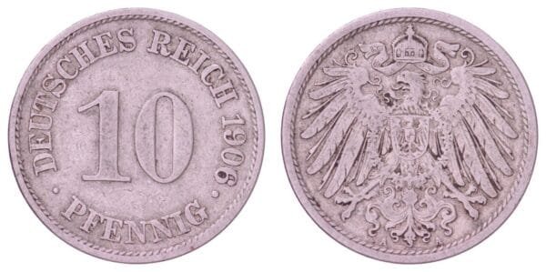 GERMANY 10 pfennig 1906A / Empire / VF