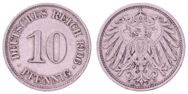 GERMANY 10 pfennig 1906A / Empire / VF