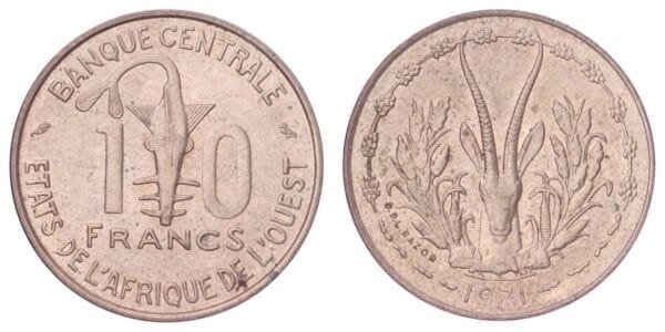 WEST AFRICAN STATES 10 francs 1971 XF