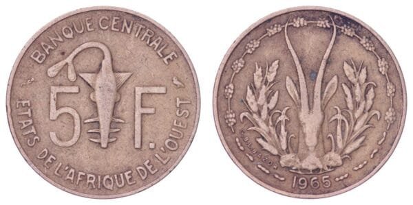 WEST AFRICAN STATES 5 francs 1965 VF