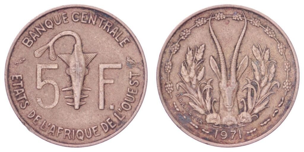 WEST AFRICAN STATES 5 francs 1971 VF