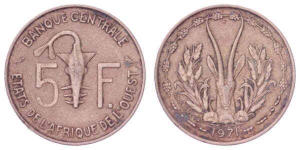 WEST AFRICAN STATES 5 francs 1971 VF