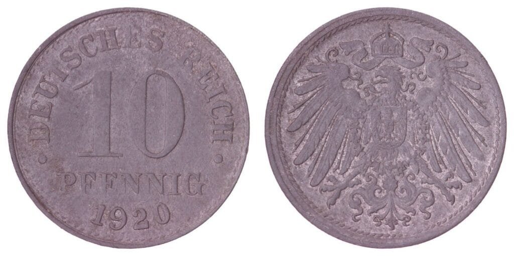 GERMANY 10 pfennig 1920 / Weimar Republic / VF