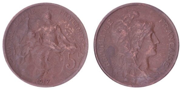 FRANCE 5 centimes 1917 VF