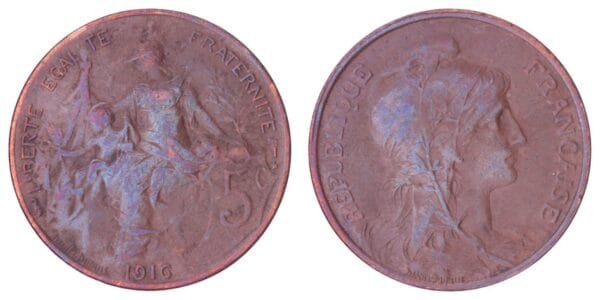 FRANCE 5 centimes 1916 VF