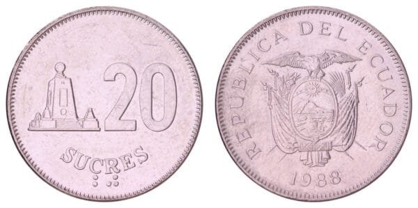 ECUADOR 20 sucres 1988 XF