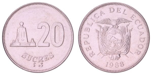 ECUADOR 20 sucres 1988 XF