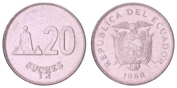 ECUADOR 20 sucres 1988 XF