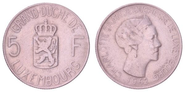 LUXEMBOURG 5 francs 1962 VF
