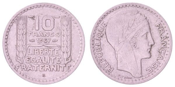 FRANCE 10 francs 1947B VF