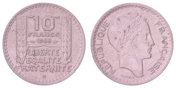 FRANCE 10 francs 1948B VF