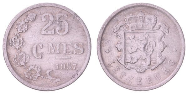 LUXEMBOURG 25 centimes 1957 VF