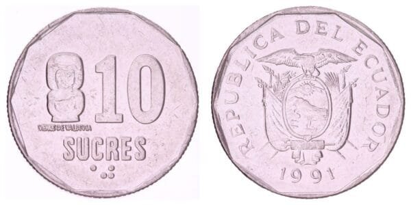 ECUADOR 10 sucres 1991 VF