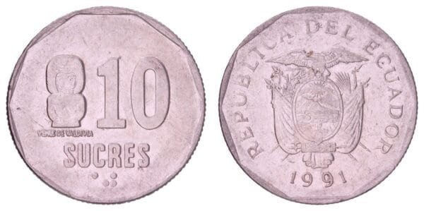 ECUADOR 10 sucres 1991 VF