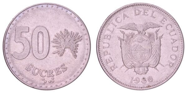 ECUADOR 50 sucres 1988 VF