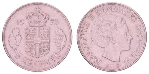 DENMARK 5 kroner 1973 VF