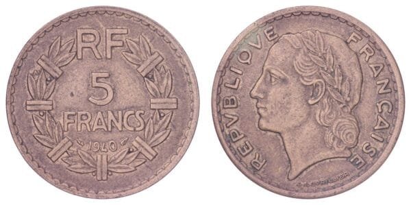 FRANCE 5 francs 1940 VF