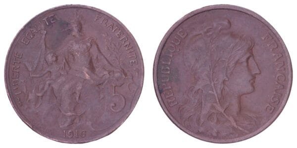 FRANCE 5 centimes 1916 VF-