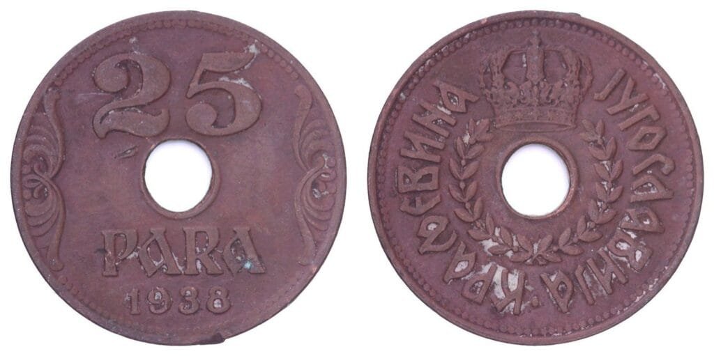 JUGOSLAVIJA 25 para 1938 VF-