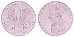 GERMANY 5 mark 1986F / 200th Anniversary of Friedrich der Große's Death / XF