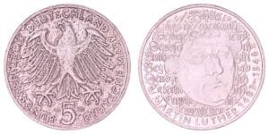 GERMANY 5 mark 1983 / 500th Birthday of Martin Luther / VF