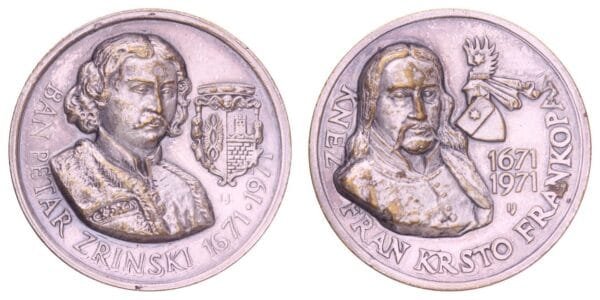 CROATIA Petar Zrinski and Fran Krsto Frankopan by Ivan Jeger / Silver plated Bronze medal / 23 g / 35 mm
