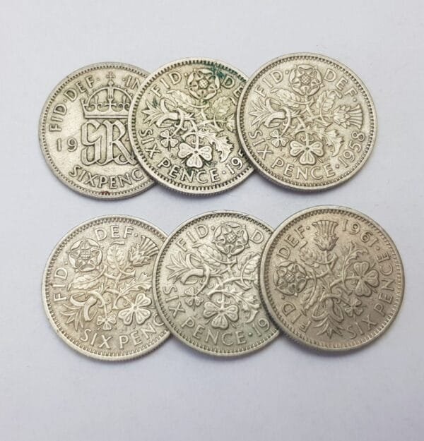 GREAT BRITAIN 6 pence coins lot / various grades / 6 pcs.