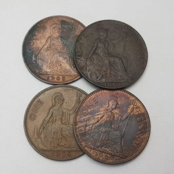 GREAT BRITAIN 1 penny coins lot / various grades / 4 pcs.