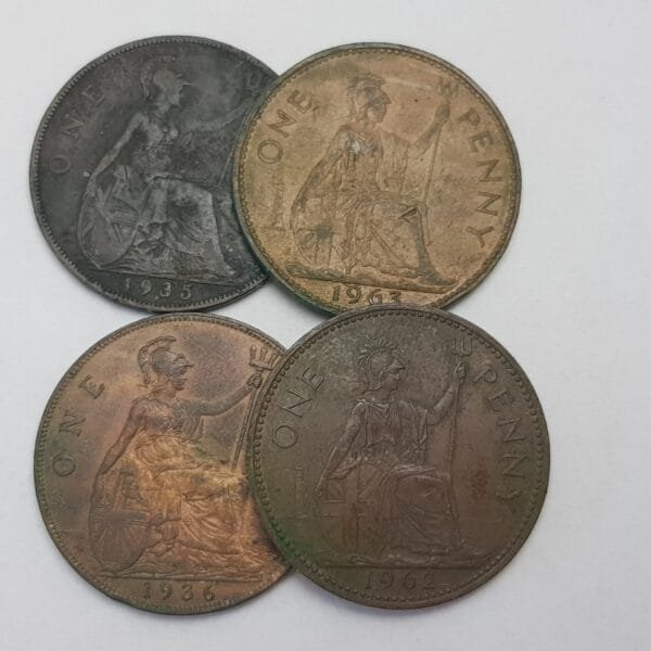 GREAT BRITAIN 1 penny coins lot / various grades / 4 pcs.