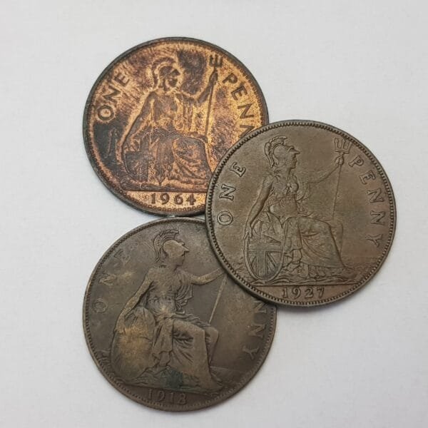 GREAT BRITAIN 1 penny coins lot / various grades / 3 pcs.