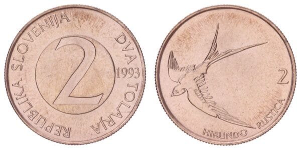 SLOVENIA 2 tolarja 1993 UNC