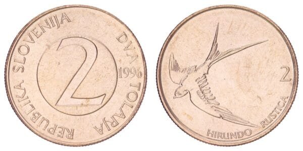 SLOVENIA 2 tolarja 1996 UNC