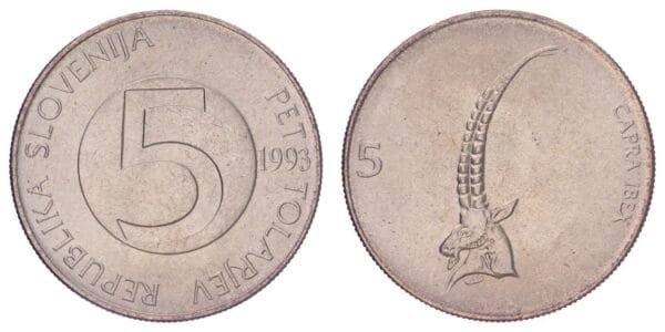 SLOVENIA 5 tolarjev 1993 UNC